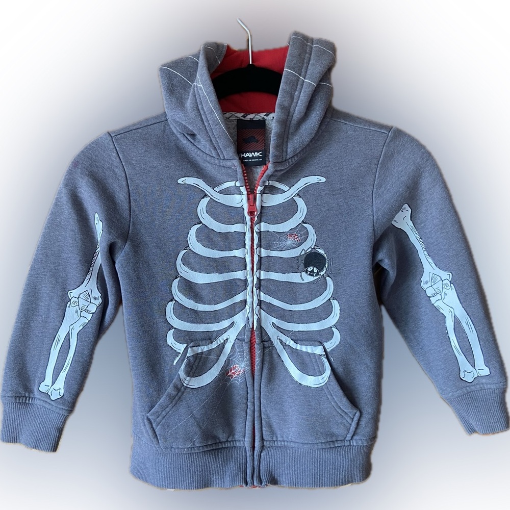 Tony Hawk BOYS or GIRLS small 4 full zip Halloween skeleton spider sweatshirt